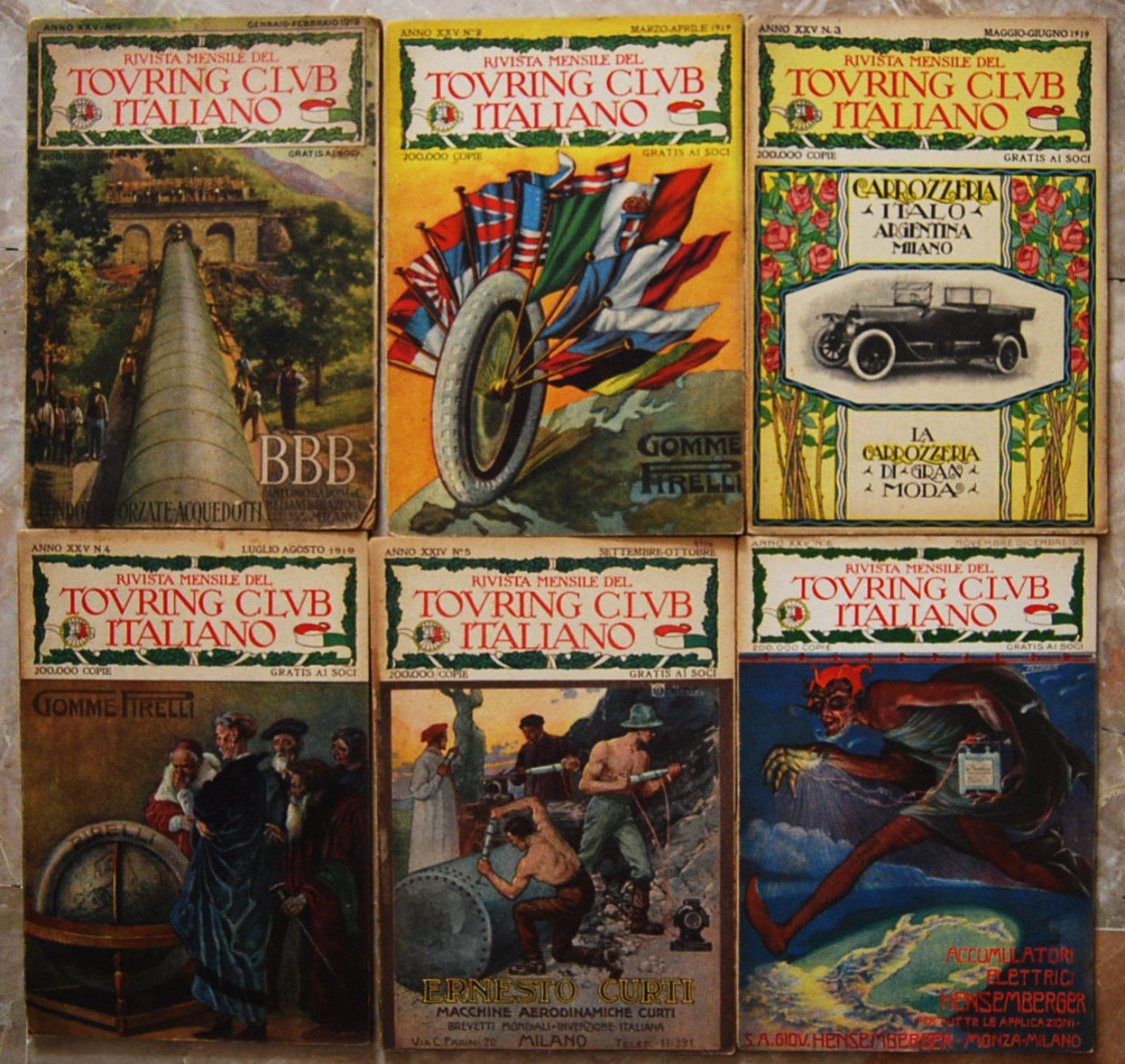 RIVISTA MENSILE TOURING CLUB ITALIANO. ANNATA COMPLETA 1919.