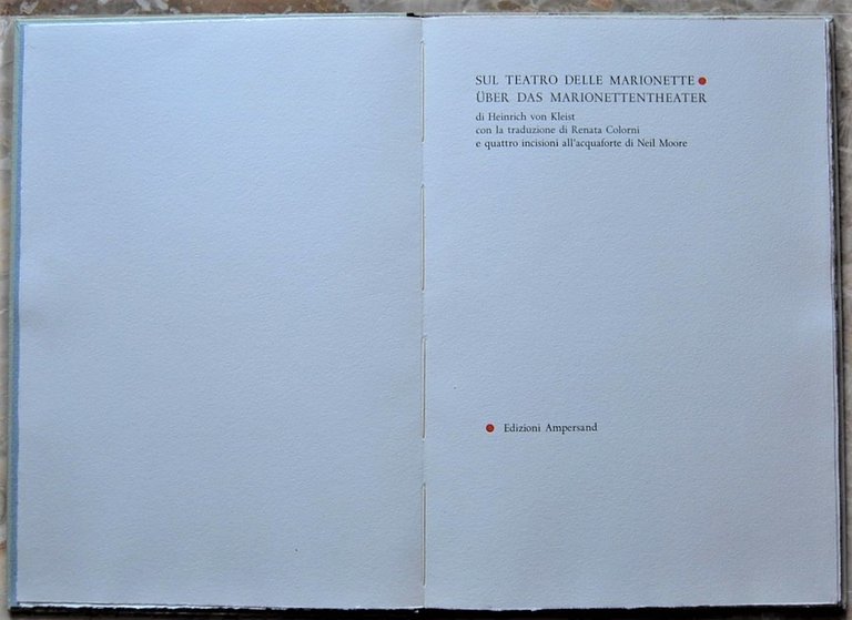 SUL TEATRO DELLE MARIONETTE. CON QUATTRO INCISIONI ALL'ACQUAFORTE DI NEIL …