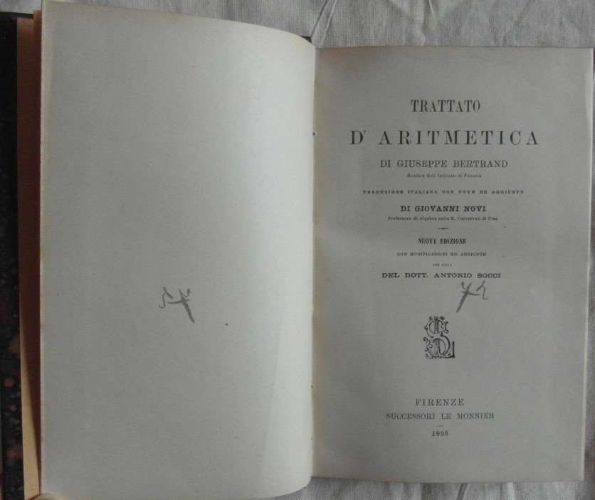 TRATTATO D'ARITMETICA DI GIUSEPPE BERTRAND TRADUZIONE ITALIANA CON NOTE ED …