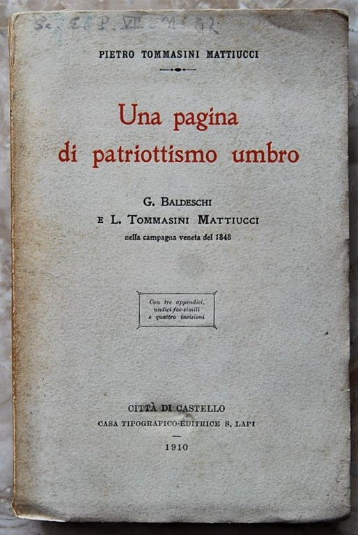 UNA PAGINA DI PATRIOTTISMO UMBRO. G. BALDESCHI E L. TOMMASINI …