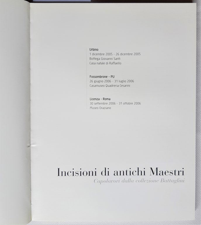 Incisioni di antichi maestri capolavori della collezione Battaglini Grafica Vadese …
