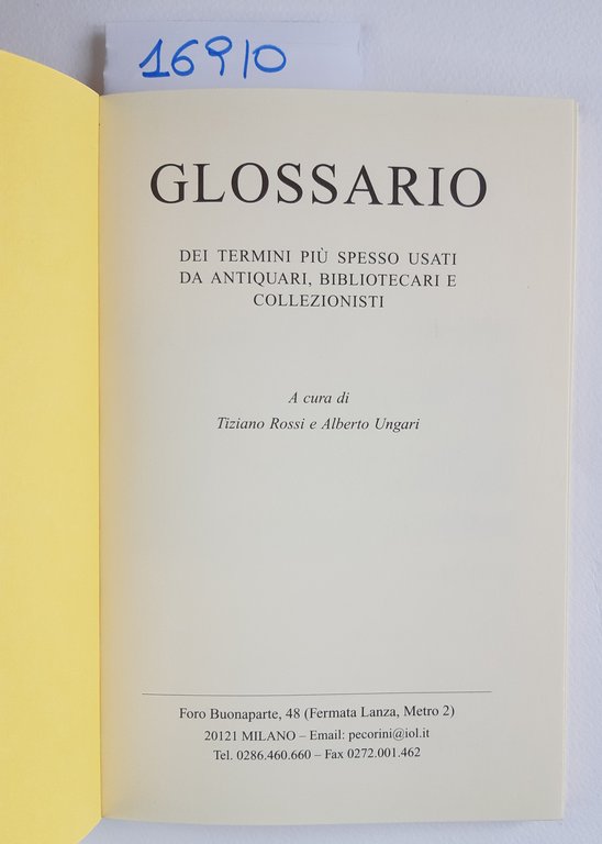 Tiziano Rossi Alberto Ungari Glossario Pecorini Milano 1999