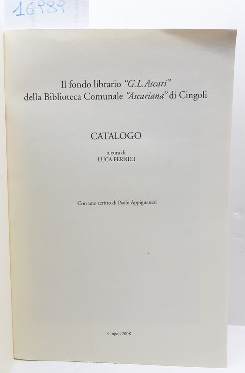 Luca Pernici Il fondo librario Giovanni Ludovico Ascari della biblioteca …