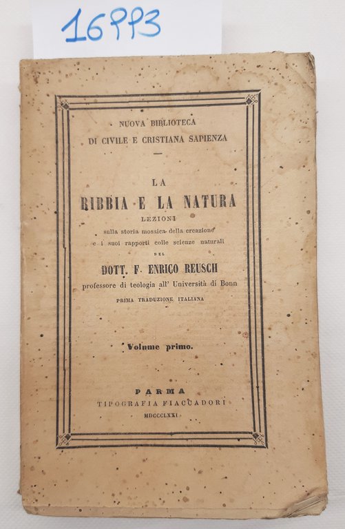 Enrico Reusch La Bibbia e la natura due volumi tipografia …