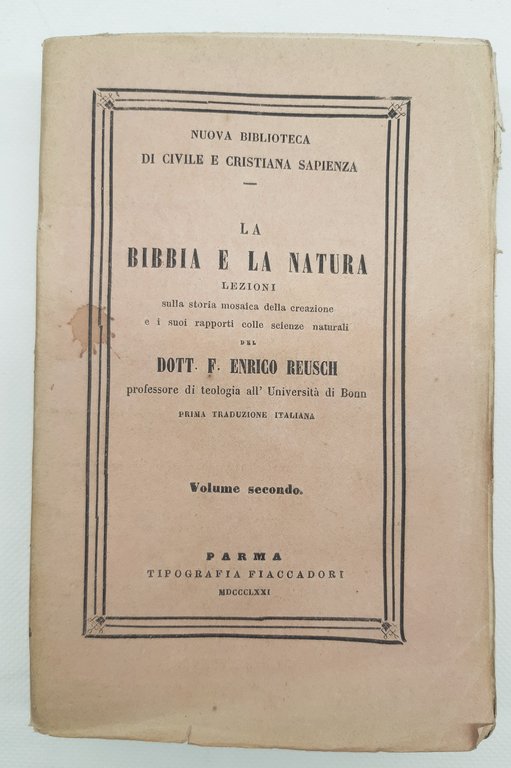 Enrico Reusch La Bibbia e la natura due volumi tipografia …