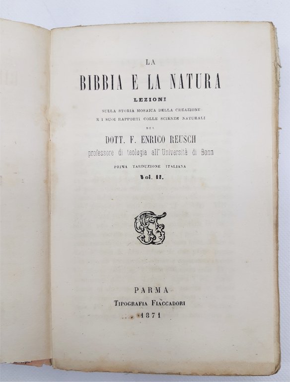Enrico Reusch La Bibbia e la natura due volumi tipografia …