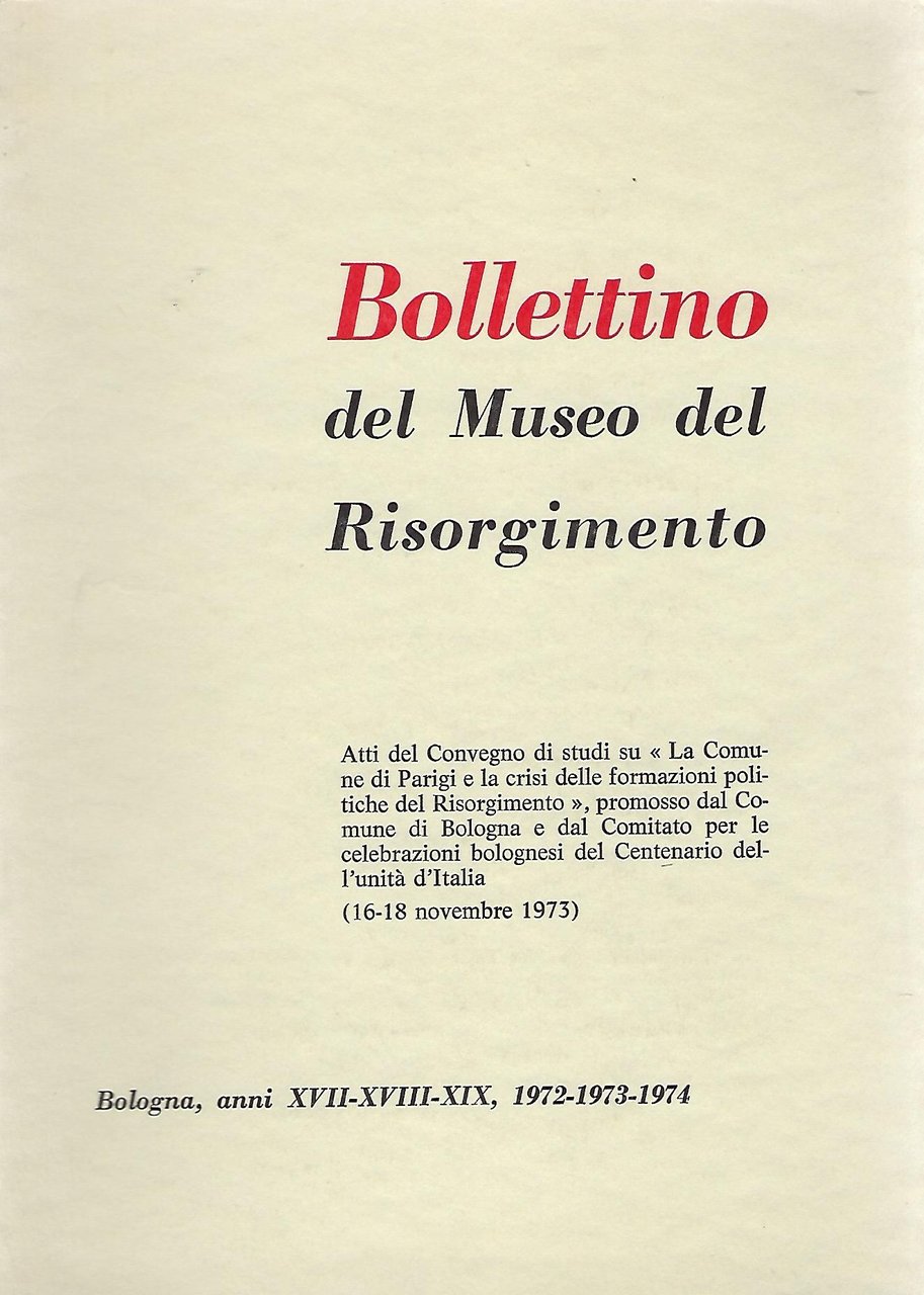 "Bollettino" "del Museo del Risorgimento"