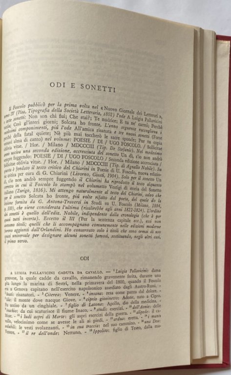 OPERE DI UGO FOSCOLO. (Versi dell'adolescenza, Versi giovanili, Odi, Sonetti, …