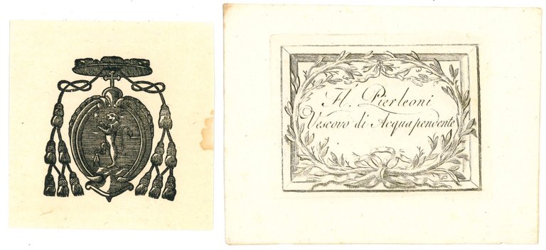 18 biglietti da visita ed un ex-libris del Vvescovo Florido Pierleoni  (più un ex-libris di monsignor Adriano Fieschi)