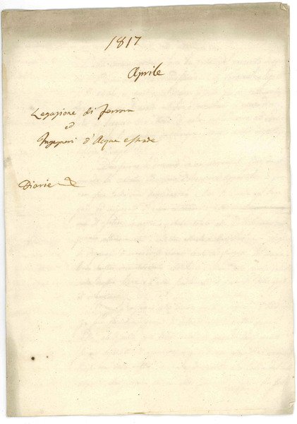 Legazione di Ferrara et Ingegneri d'Acque e Strade. Diarie. 1817 …