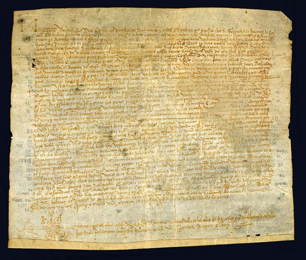 Documento latino su pergamena. 27 luglio 1536.