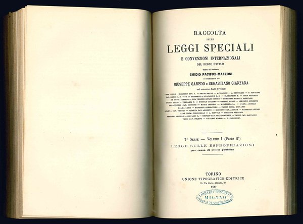 Raccolta delle leggi speciali e convenzioni internazionali del Regno d'Italia.