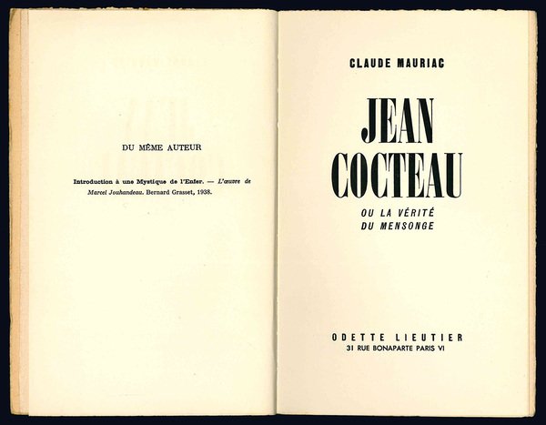 Jean Cocteau ou la vérité du mensonge.