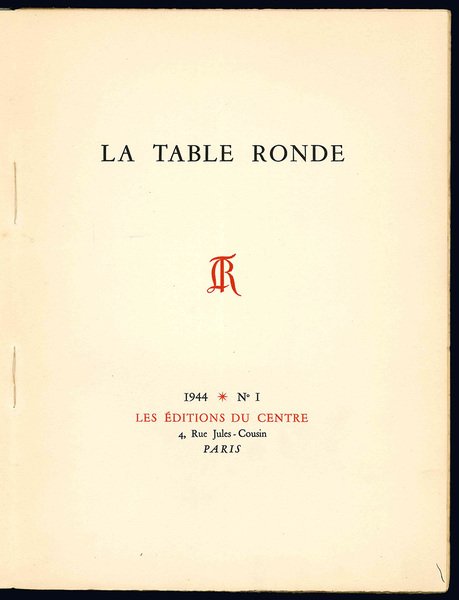 La Table Ronde. 1944 N°1.