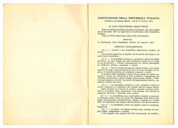 Costituzione della Repubblica italiana e norme sulla Corte Costituzionale.