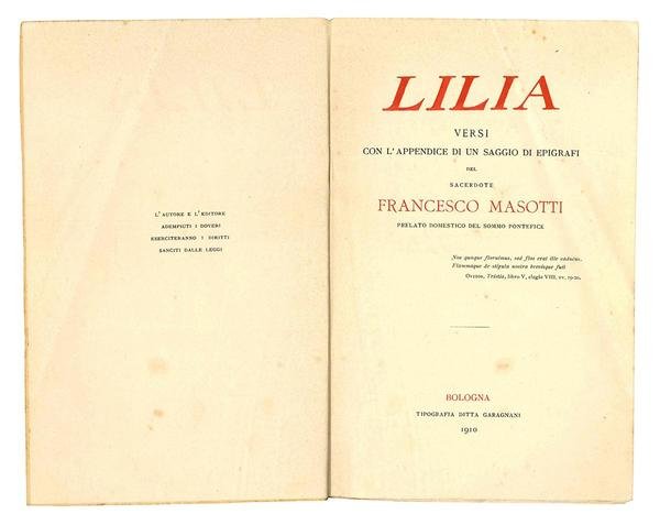 Lilia. Versi con l'appendice di un saggio con epigrafi del …