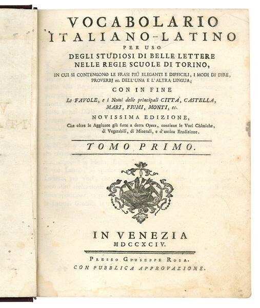 Vocabolario italiano-latino per uso degli studiosi di belle lettere nelle …