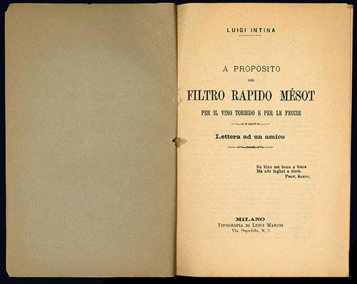 A proposito del filtro rapido Mésot per il Vino torbido …