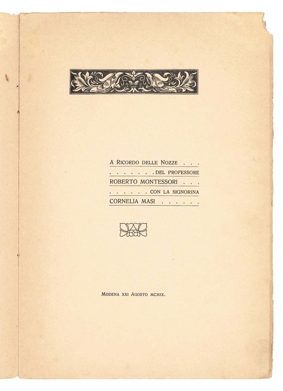 A ricordo delle nozze del professore Roberto Montessori con la … | Immagine Gallery 1