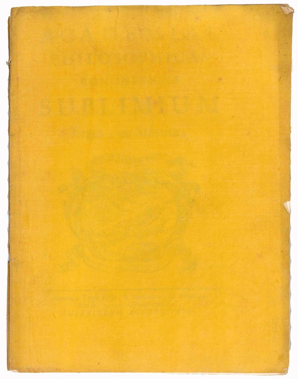 Academiae philosophicae Bononiensis Sublimium leges, ac statuta. Bononiae, typis Rossi, …