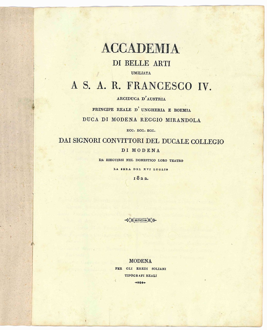 Accademia di Belle Arti umiliata a S. A.R. Francesco IV … | Immagine principale