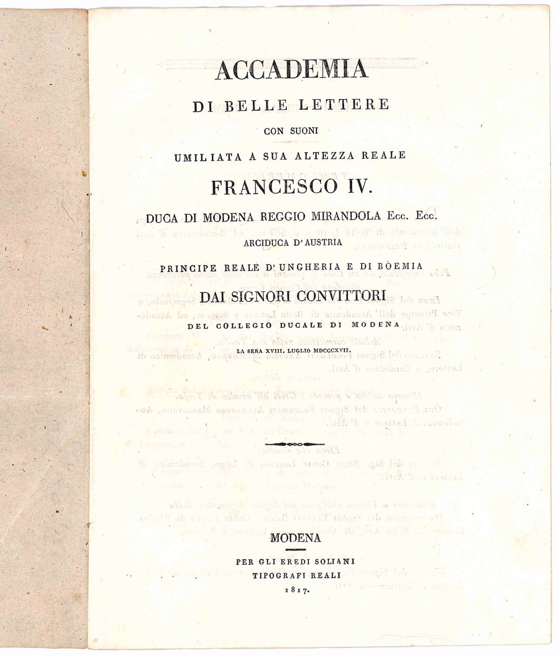 Accademia di Belle Lettere con suoni umiliata a S. A.R. … | Immagine principale