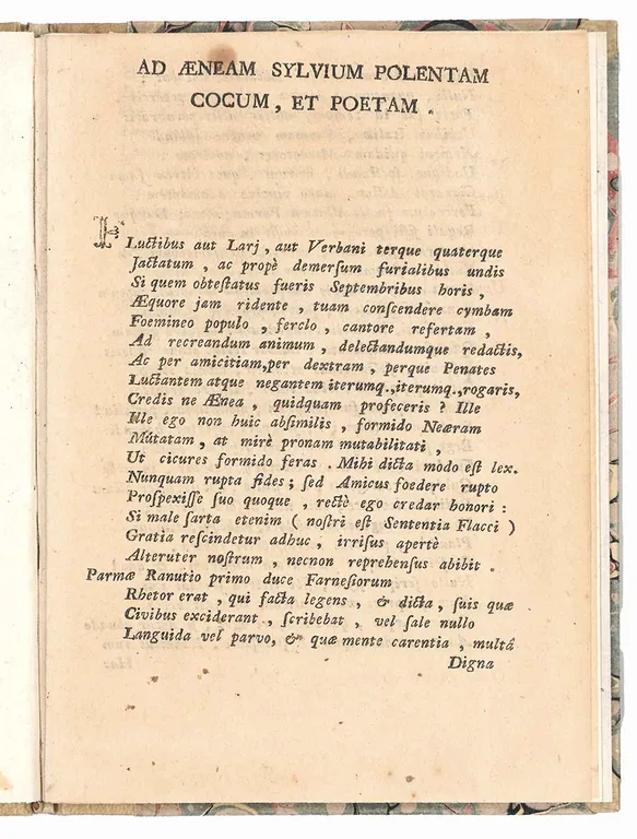 Ad Aenam Sylvium Polentam, cocum, et poetam. Incipit: "Fluctibus aut …