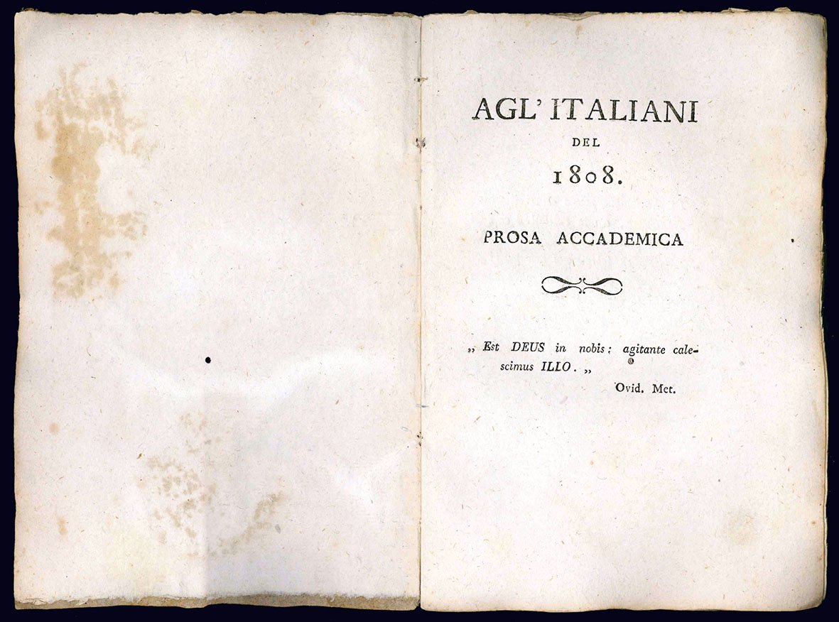 Agl'italiani del 1808. Prosa accademica.