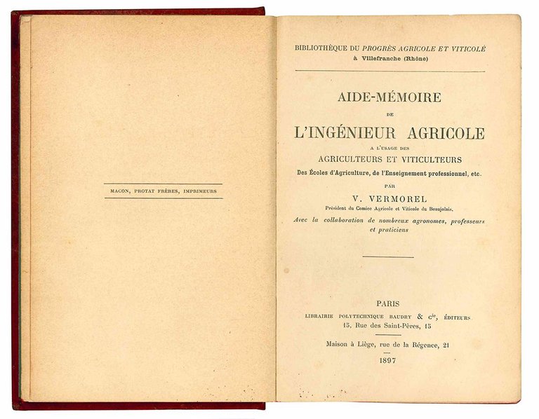 Aide-mémoire de l'ingénieur agricole a l'usage des agriculteurs et viticulteurs, …