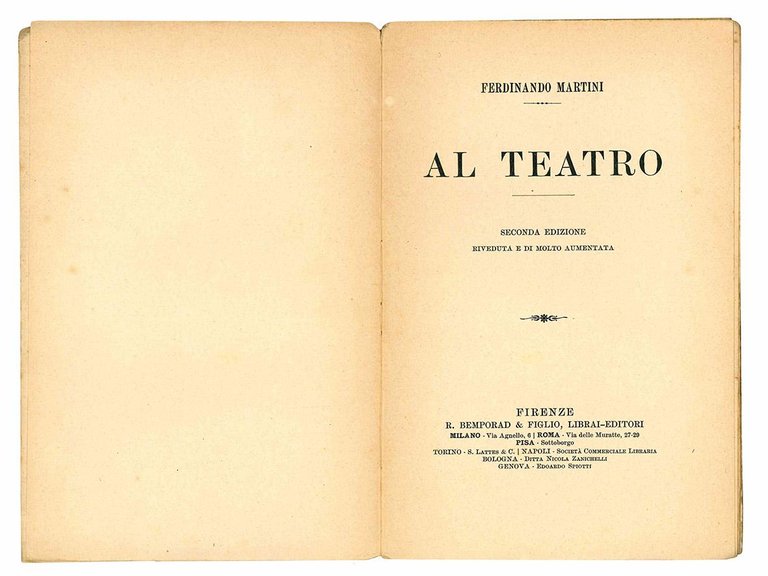 Al Teatro. Seconda edizione riveduta e di molto aumentata.