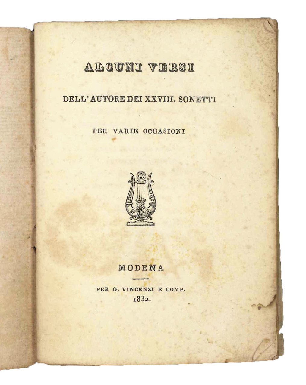 Alcuni versi dell'autore dei XXVIII sonetti per varie occasioni. | Immagine principale