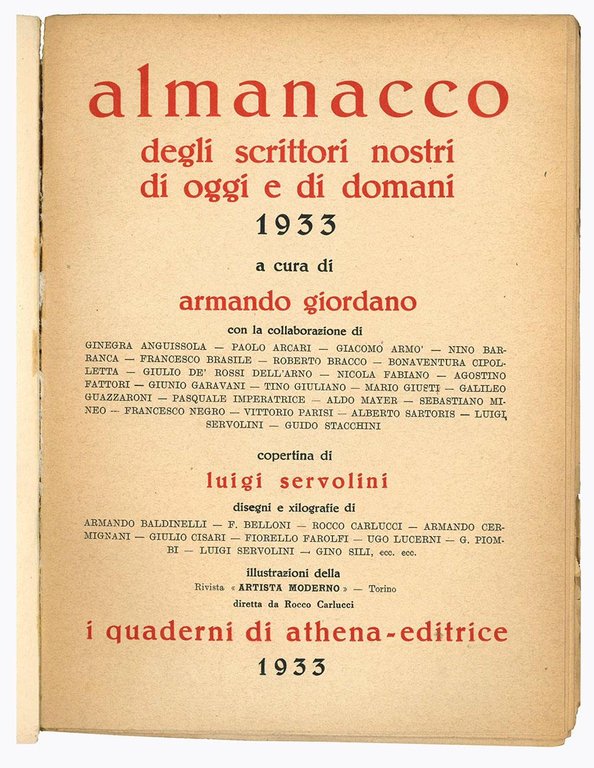 Almanacco degli scrittori nostri di oggi e di domani 1933