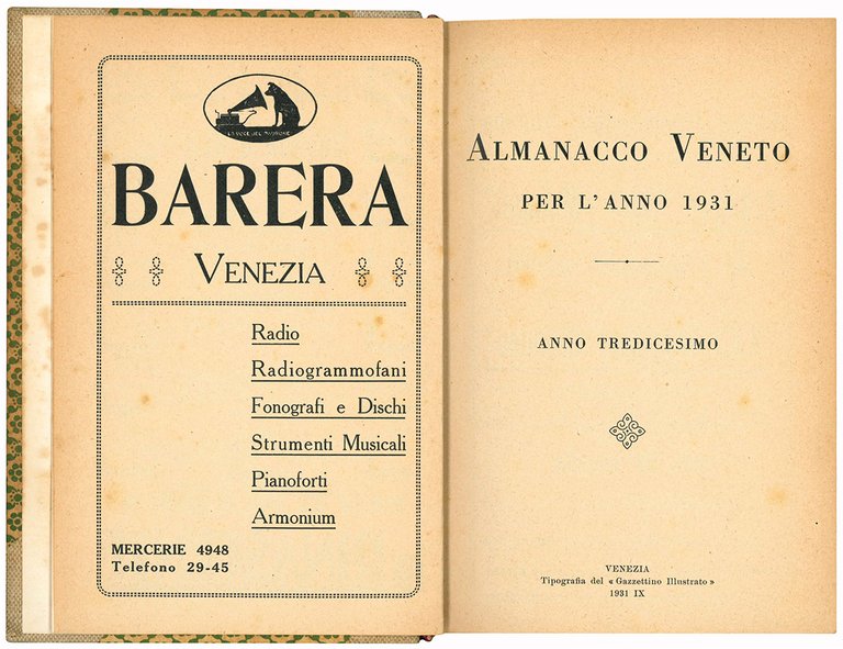 Almanacco Veneto per l'anno 1931. Anno tredicesimo.