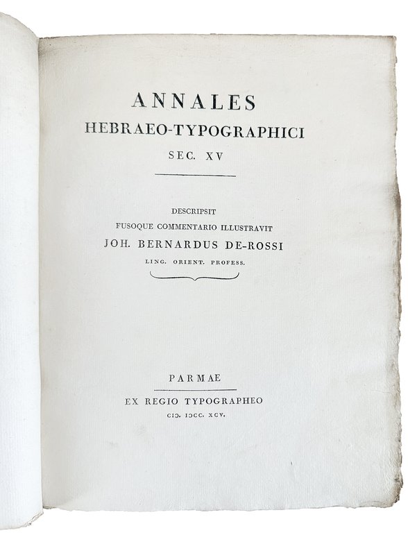 Annales Hebraeo-typographici sec. XV. descripsit fusoque commentario illustravit Joh. Bernardus …