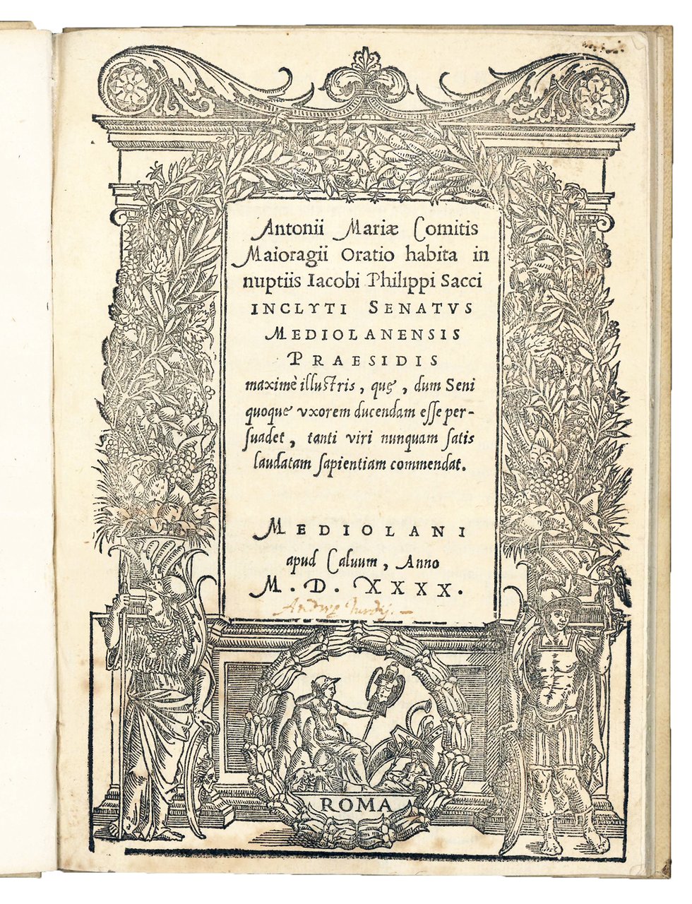 Antonii Mariae Comitis Maioragii Oratio habita in nuptiis Iacobi Philippi …