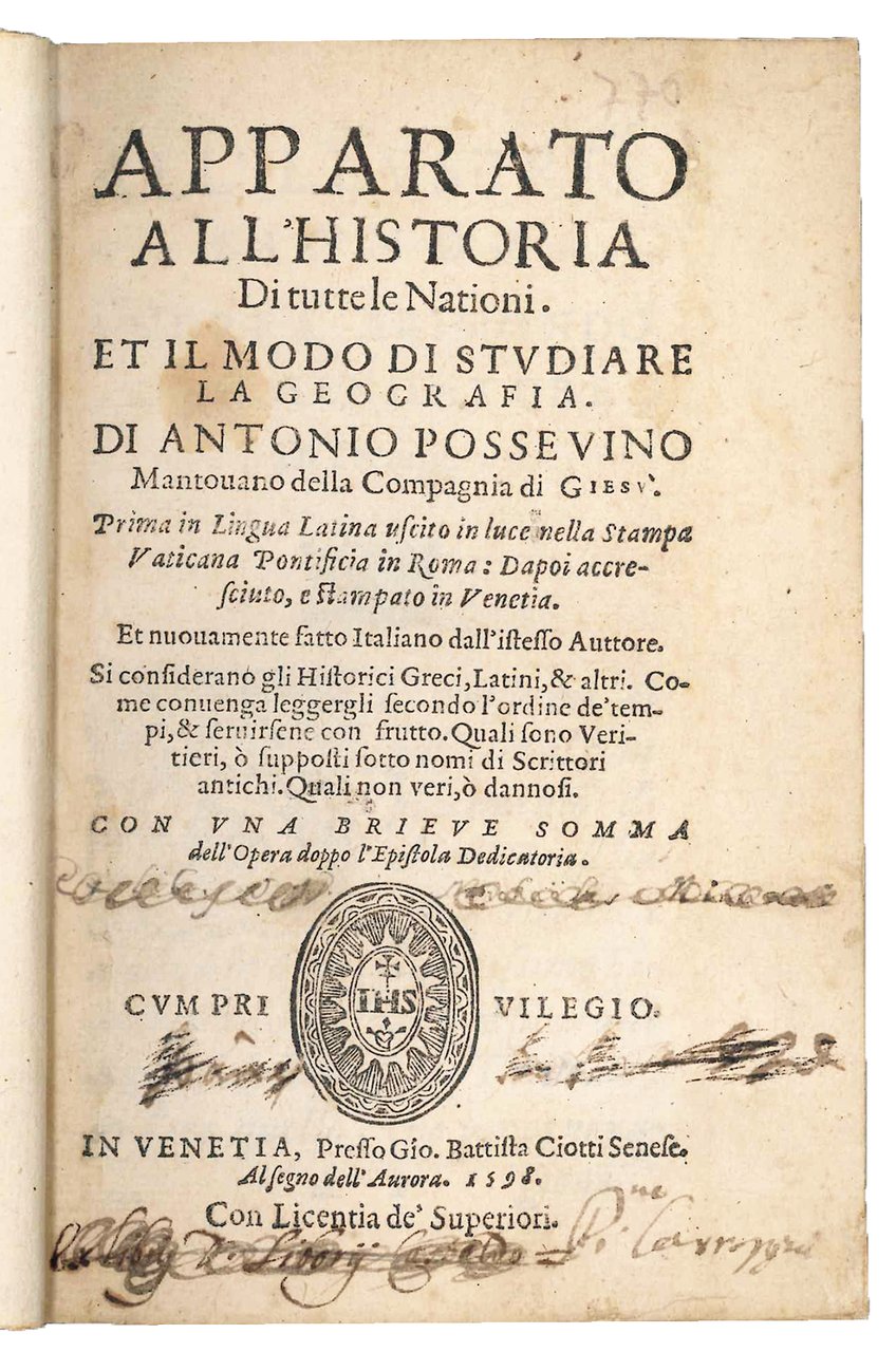 Apparato all'historia di tutte le Nationi. Et il modo di …