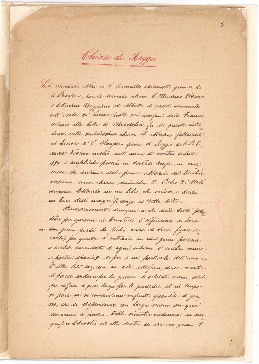 Arcip. Dott. D. Giov. Saccani. Queste memorie sono de Borziani … | Immagine principale