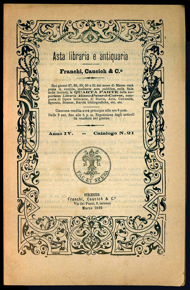 Asta libraria e antiquaria. Catalogo.