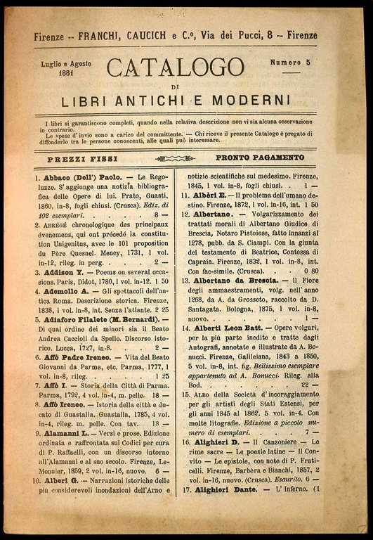 Asta libraria e antiquaria. Catalogo.