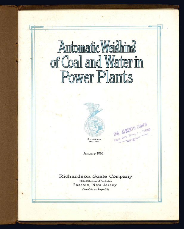 Automatic weighing of coal and water in power plants. Bulletin …