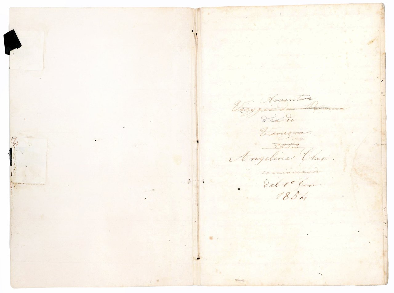 Avventure di Angelina Chigi cominciando dal 1^ Gen. 1854. Manuscript … | Immagine principale