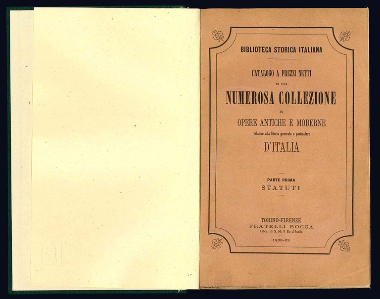 Biblioteca Storica Italiana. Catalogo a prezzi netti di una numerosa … | Immagine Gallery 1