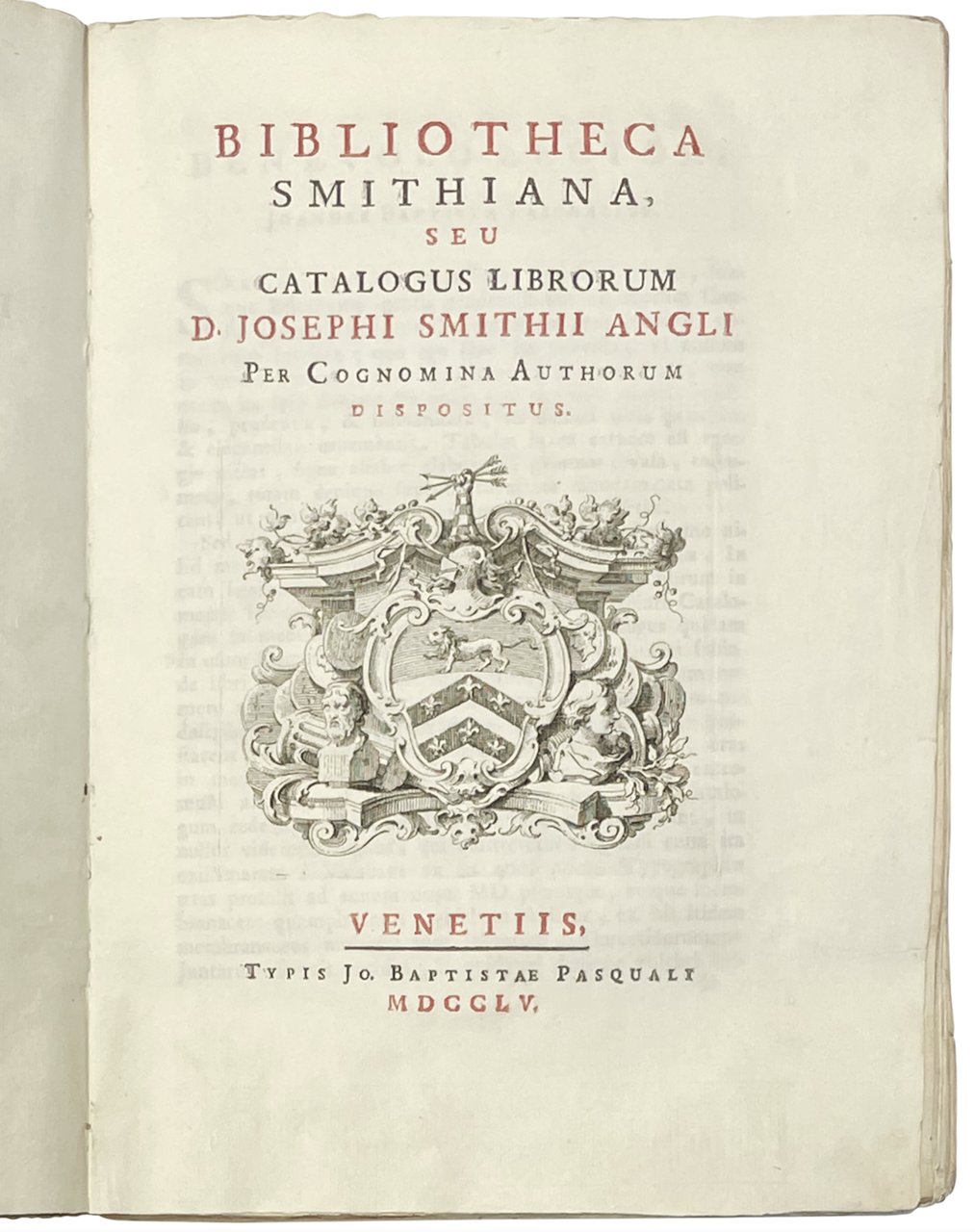 Bibliotheca smithiana, seu Catalogus librorum D. Josephi Smithii Angli per …