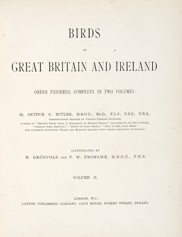 Birds of Great Britain and Ireland. Order Passeres, complete in …