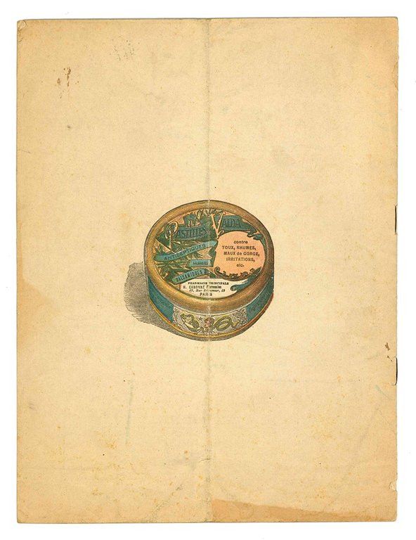 Bollettino pubblicitario illustrato delle celebri pastiglie Valda.