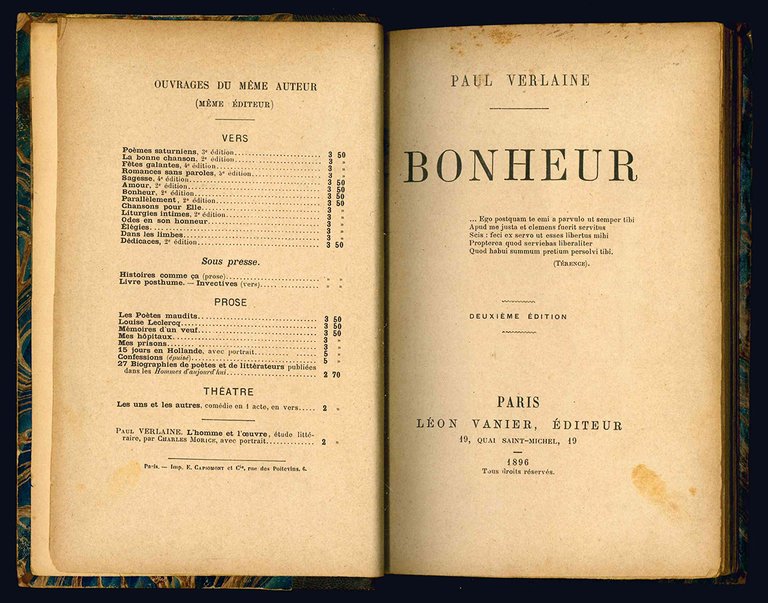 Bonheur. Deuxieme édition.