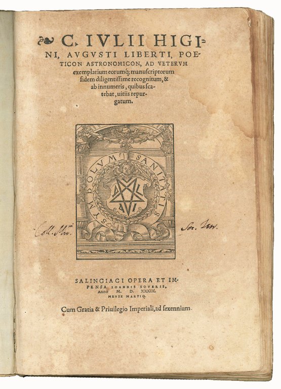 C. Ivlii Higini, Avgvsti Liberti, Poeticon Astronomicon, Ad Vetervm exemplarium …