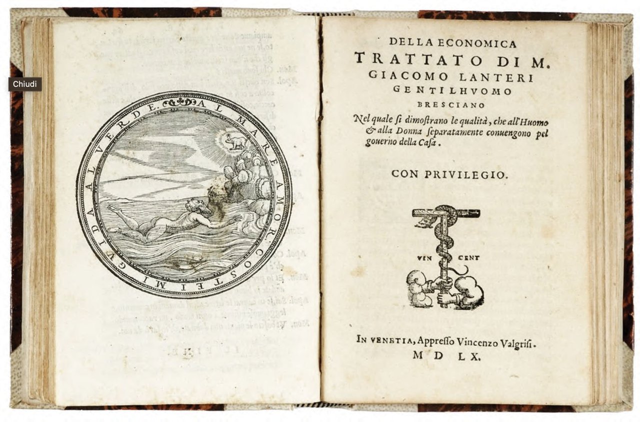 CAGGIO, Paolo (d. 1562). Iconomica del signor Paolo Caggio gentil'huomo …