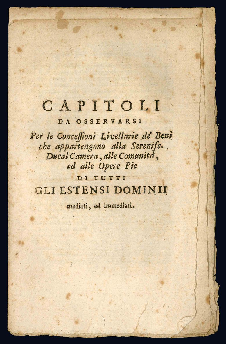 Capitoli da osservarsi per le concessioni livellarie de' beni che …