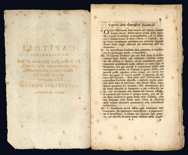 Capitoli da osservarsi per le concessioni livellarie de' beni che …